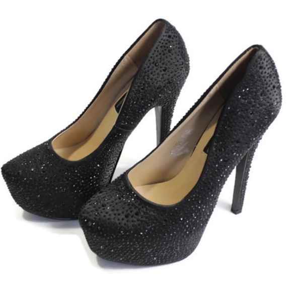 Highest Heel  Giselle Black Satin Platform Size 5 - Picture 4 of 7